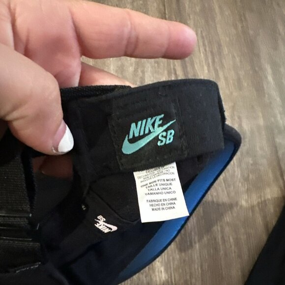 Nike SB 5 Panel Hat Cap Black Canvas Blue Adjustable Skateboarding - Picture 7 of 7